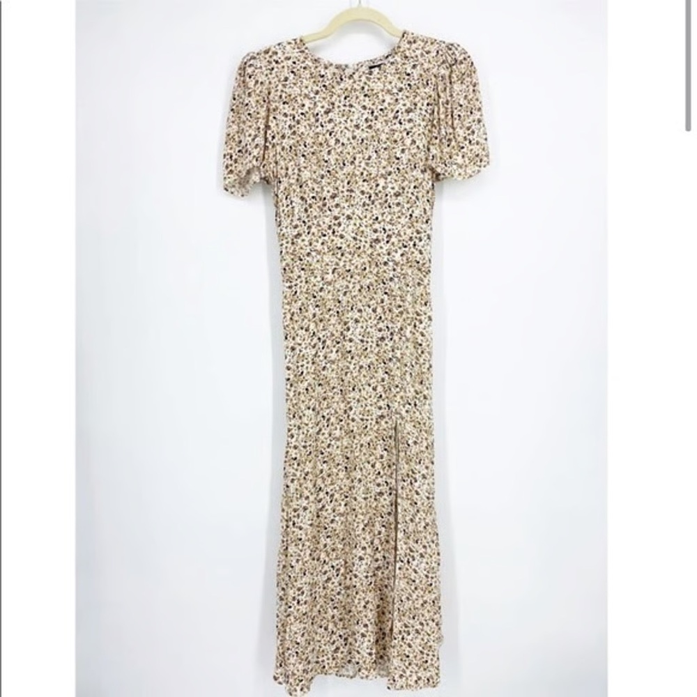 AFRM Jamie Floral Print Open Back Puff Sleeve Midi Dress Cottage Prairie Medium - Picture 6 of 9